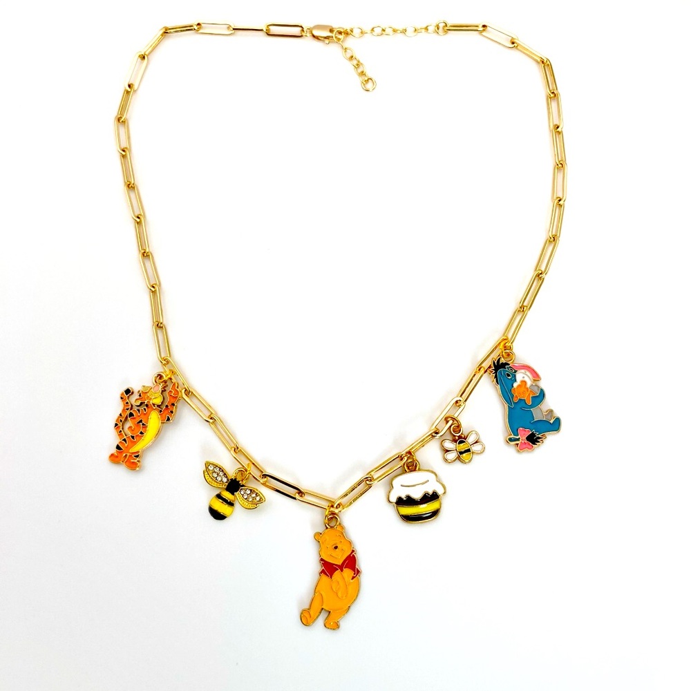 Disney Inspired Winnie the Pooh Charm Necklace with Tigger, Eeyore & Honey Bees